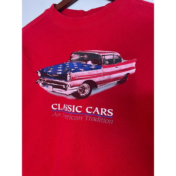 1990s American Tradition Classic Cars Pluma Heavyweight Fleece Sweatshirt XL - Picture 3 of 4